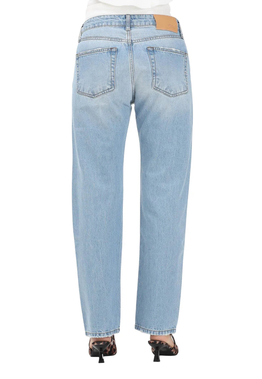Vicolo jeans Zoe slim con bottoni gioiello lavaggio blu