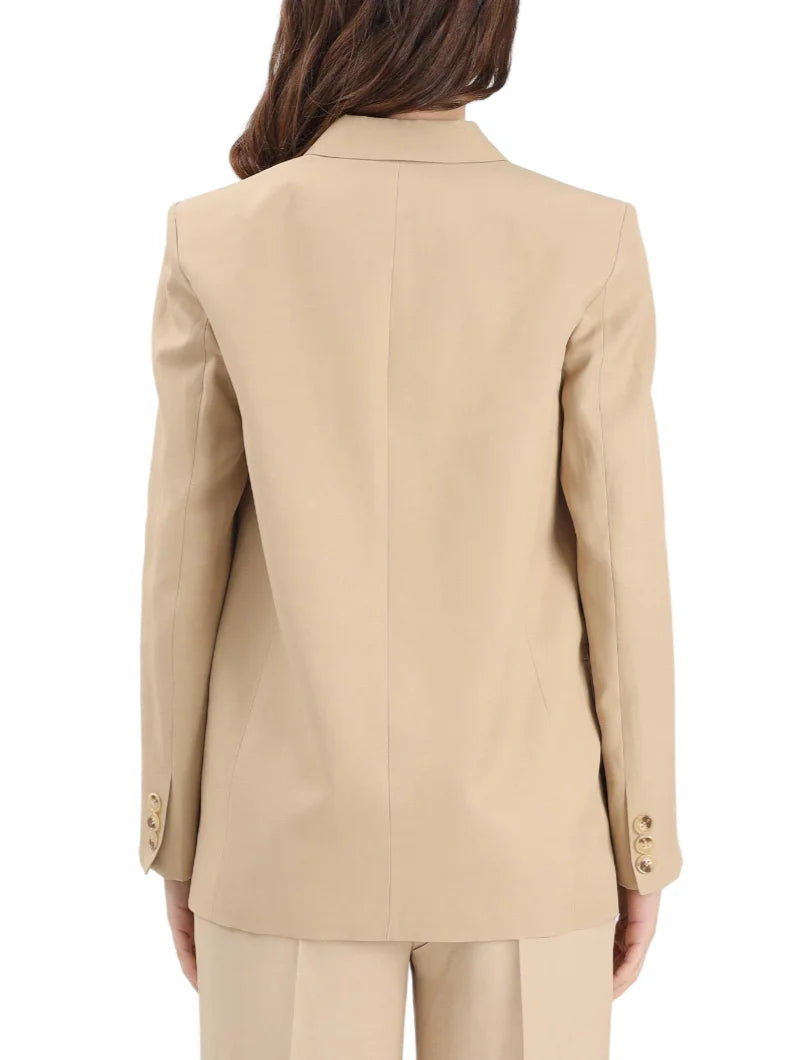 Vicolo giacca blazer doppiopetto misto lino beige