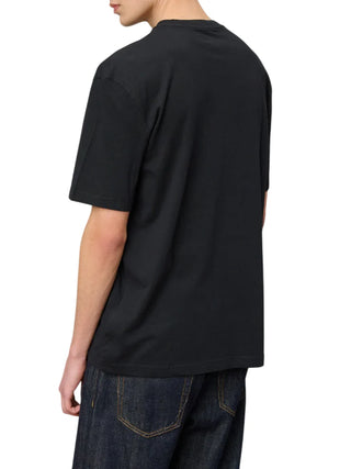 Blauer T-shirt manica corta uomo con logo nero