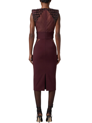 Elisabetta Franchi abito midi con ricami paillettes borgogna AB83457E2 EA4 ELISABETTA FRANCHI