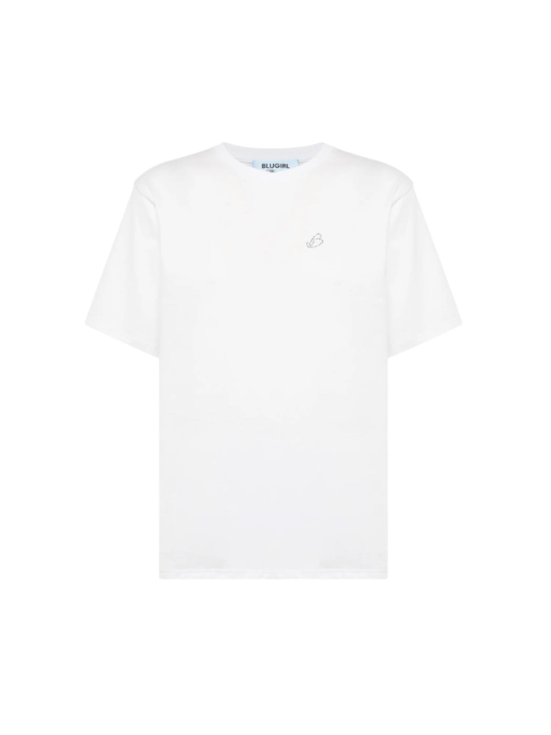Blugirl T-shirt manica corta donna logo strass bianco