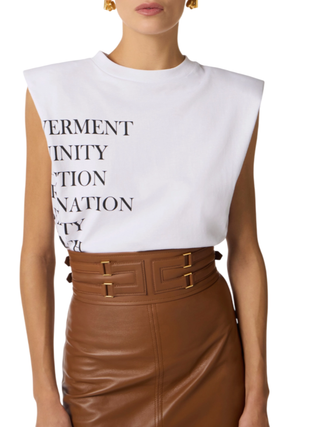 Elisabetta Franchi T-shirt smanicata con spalline bianco