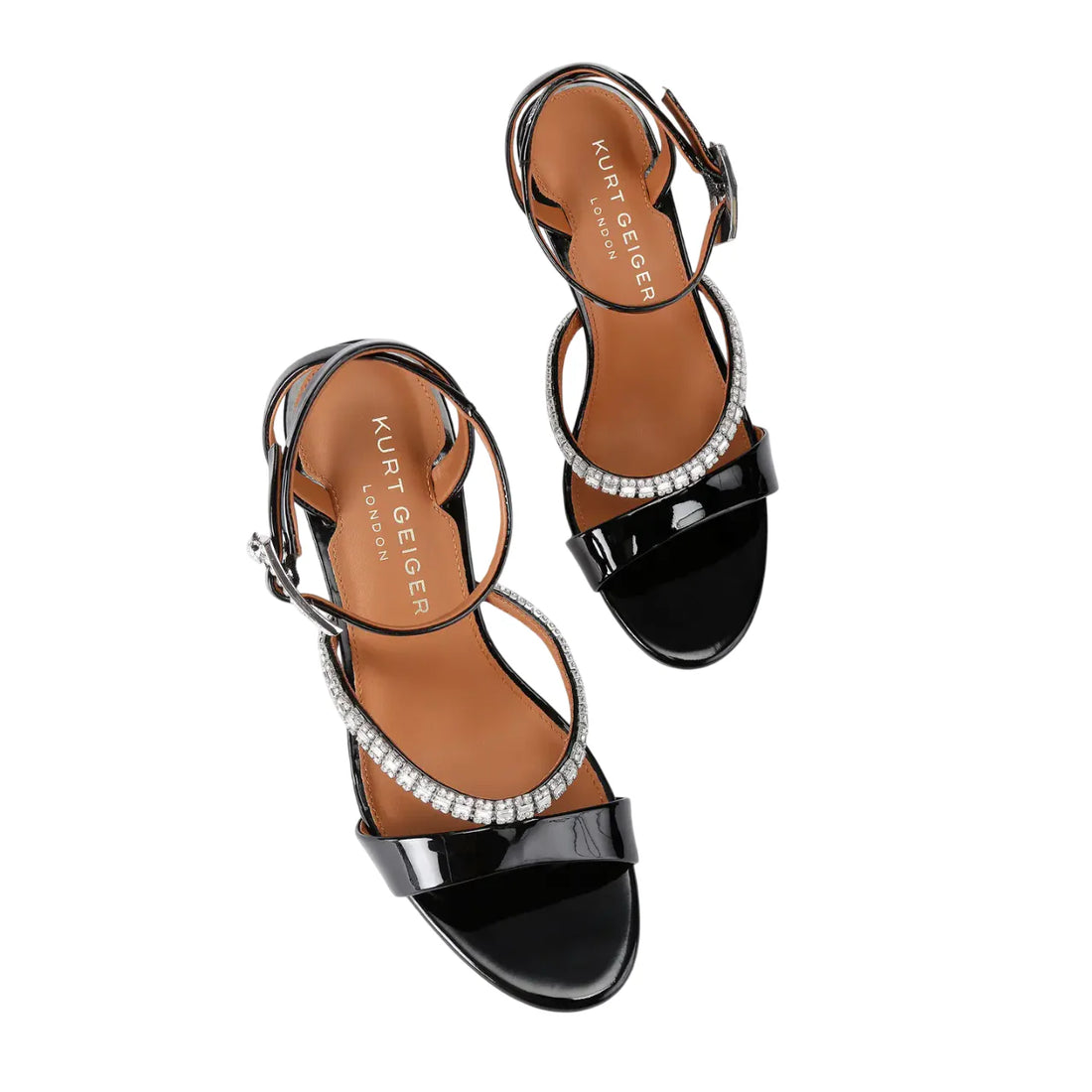 Kurt Geiger sandali alti Crystal in vernice con applicazioni gioiello nero