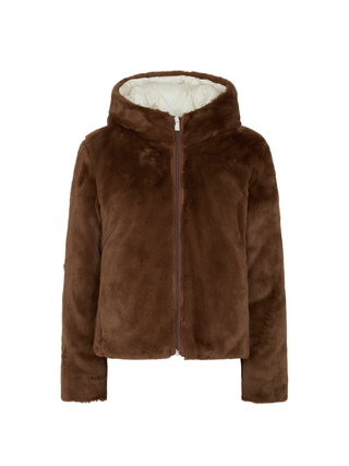 Suns giubbino reversibile in nylon ed ecopelliccia panna marrone GBS53023D MANDORLA-OFF WHITE SUNS 