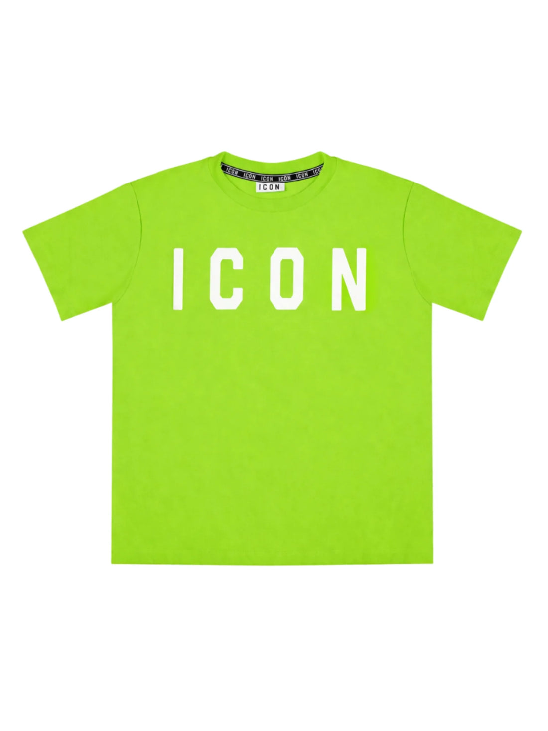 Icon T-shirt manica corta bambino con logo verde lime