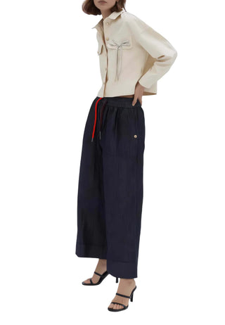Yes Zee pantaloni donna gamba larga lavaggio scuro