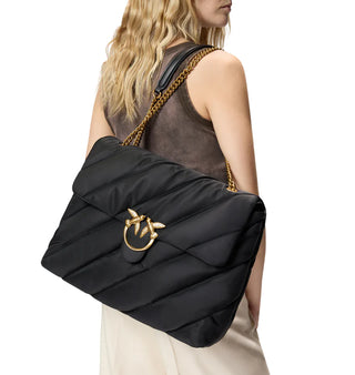 Pinko borsa Love Puff Extra in nylon trapuntato nero
