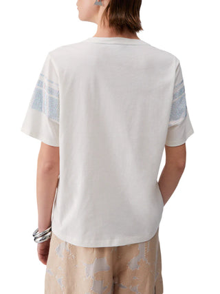 Liu Jo T-shirt manica corta con strass panna