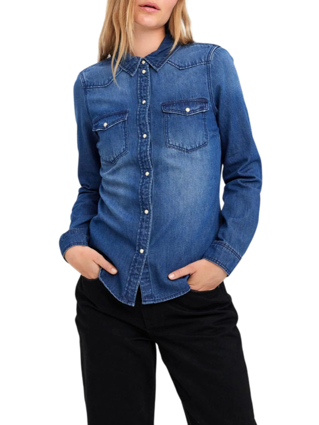 Vero Moda camicia di jeans donna lavaggio blu