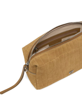 Pinko borsa bauletto Trittico in nabuk effetto coccodrillo beige
