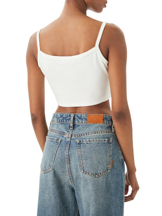 Calvin Klein Jeans canotta crop donna a costine bianco