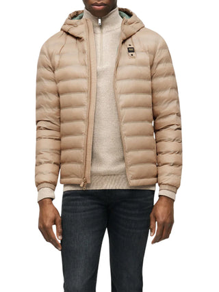Blauer giubbino imbottitto uomo con cappuccio Charles beige