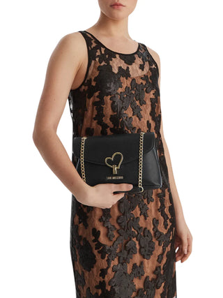 Love Moschino borsa a spalla in ecopelle martellata nero