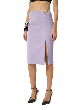 Elisabetta Franchi gonna midi con dettaglio iconico lilla