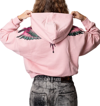 County of Milan felpa con cappuccio stampa iconica rosa CM30000 ROSA-FUCSIA WINGS COUNTY OF MILAN