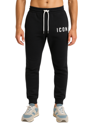 Icon pantaloni in felpa uomo con logo nero 000776835781 NERO ICON