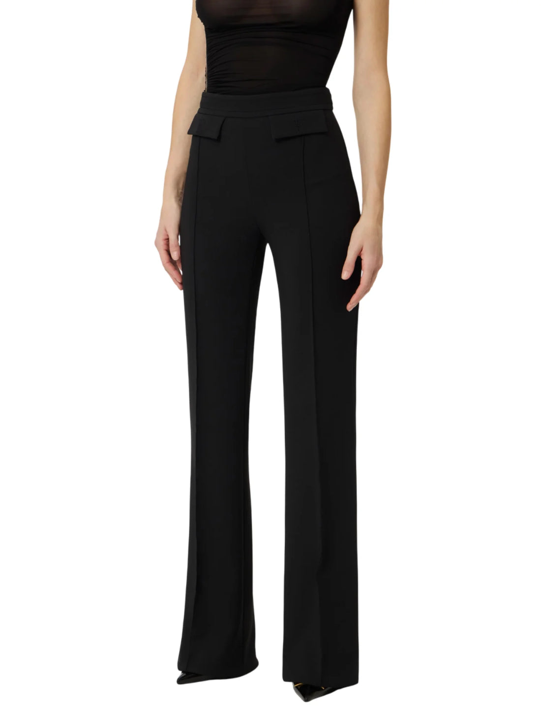Elisabetta Franchi pantaloni a zampa in tessuto crepe nero
