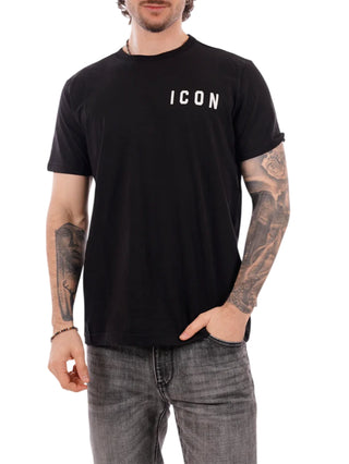 Icon T-shirt uomo manica corta con logo nero