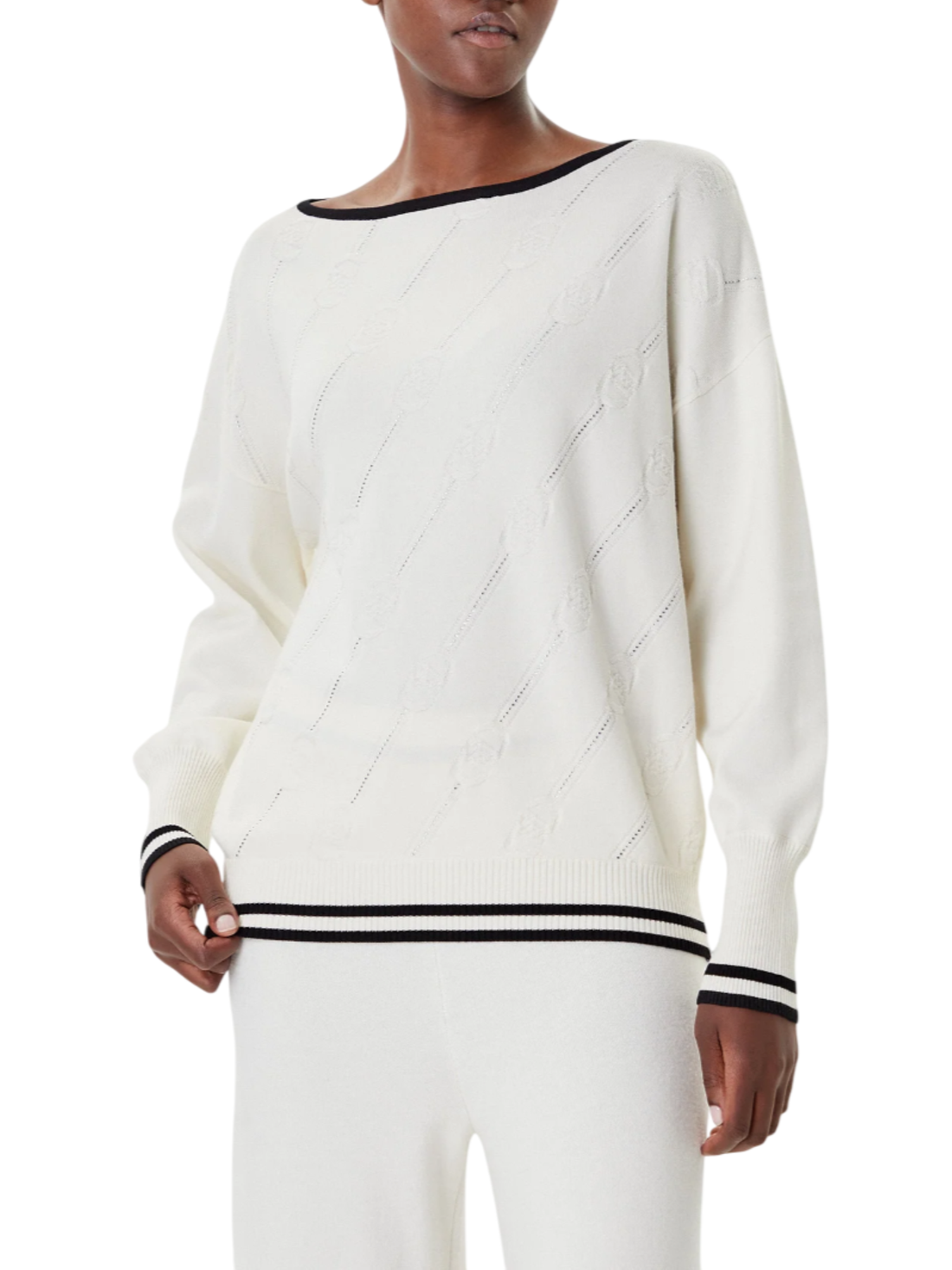Liu Jo maglia donna con strass e logo panna