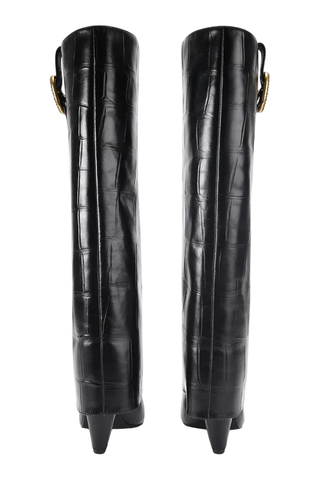 Kurt Geiger stivali alti in pelle effetto coccodrillo nero 5022300419 BLACK-CROC PRINT KURT GEIGER 