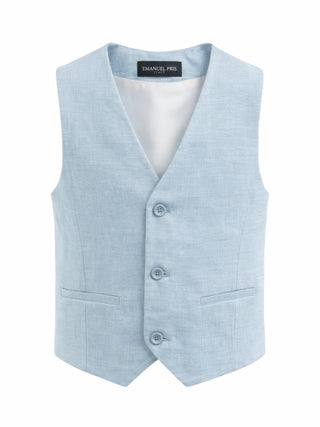 Emanuel Pris gilet bambino misto lino celeste