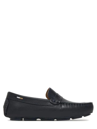 Boss mocassini bambino in pelle blu