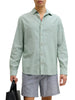 Jack&Jones camicia uomo manica lunga misto lino verde salvia