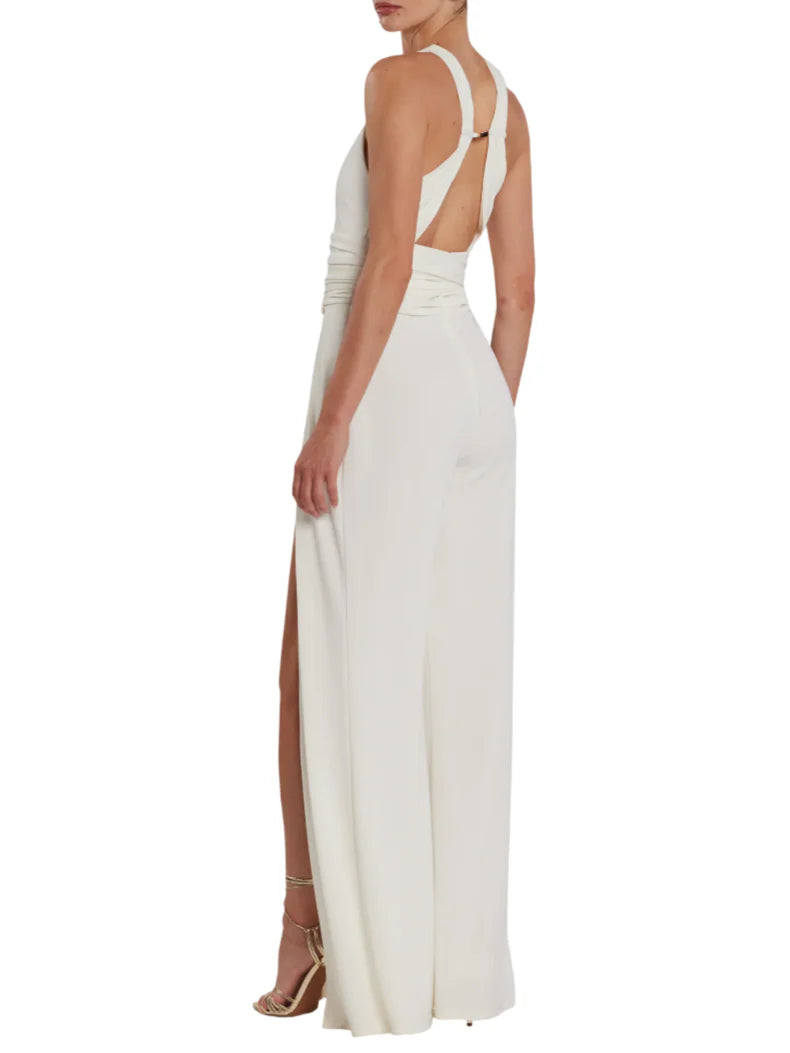 Relish tuta jumpsuit lungo Ponky con spacchi bianco latte