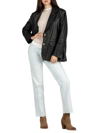 Vicolo giacca blazer donna in pelle nero