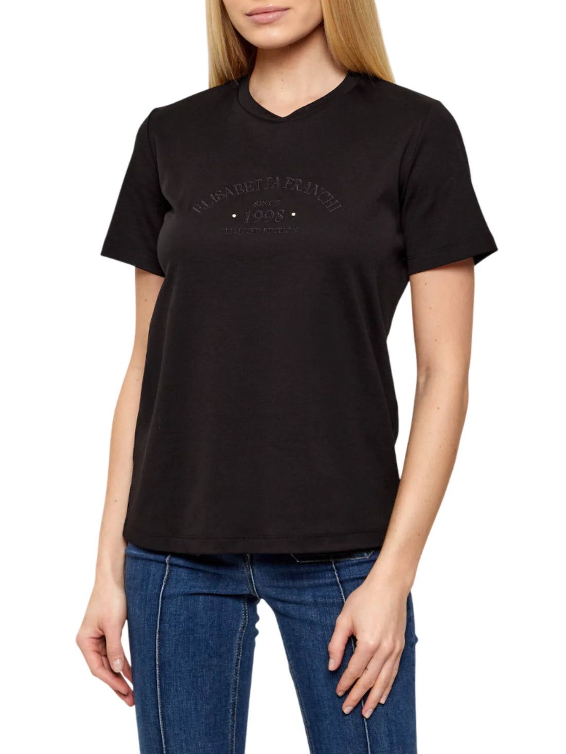 Elisabetta Franchi T-shirt manica corta con logo nero