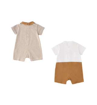 iDo 2 pagliaccetti estivi neonato marrone bianco