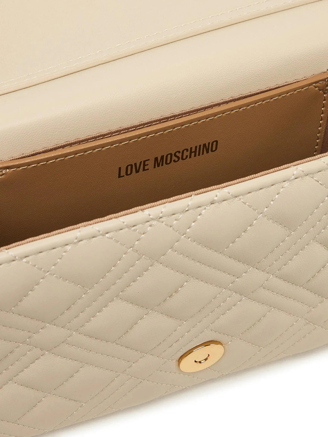 Love Moschino borsa a tracolla in ecopelle trapuntata ecrù oro