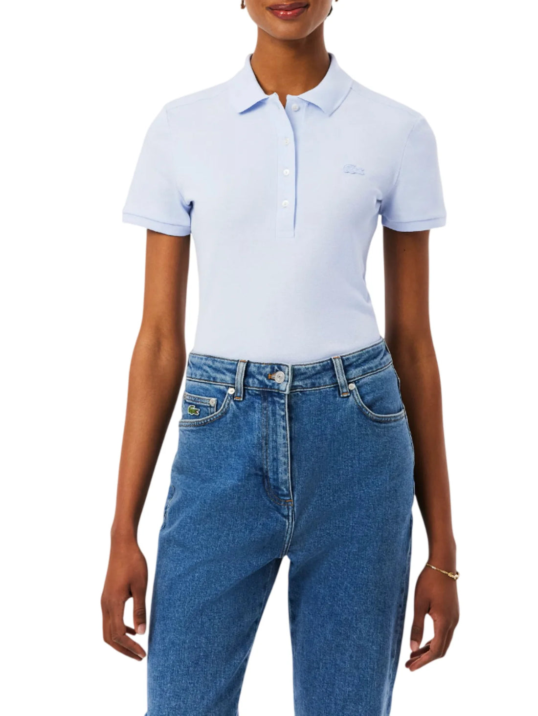 Lacoste polo donna manica corta in piquè lavanda