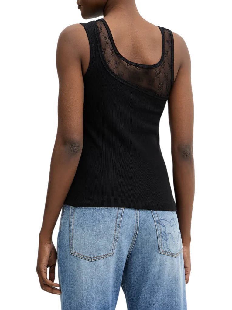 Pinko canotta a costine con pizzo Cupboard nero