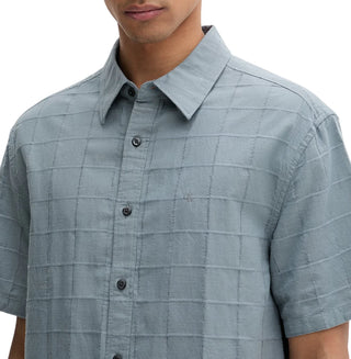 Calvin Klein camicia uomo in cotone check manica corta blu avio