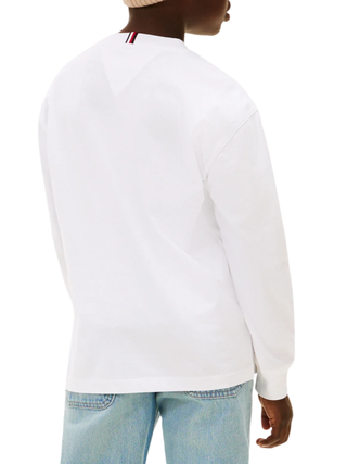 Tommy Hilfiger T-shirt manica lunga bambino con logo bianco