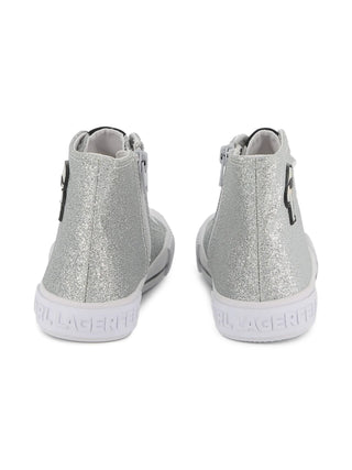 Karl Lagerfeld sneakers in tela glitterata bambina argento