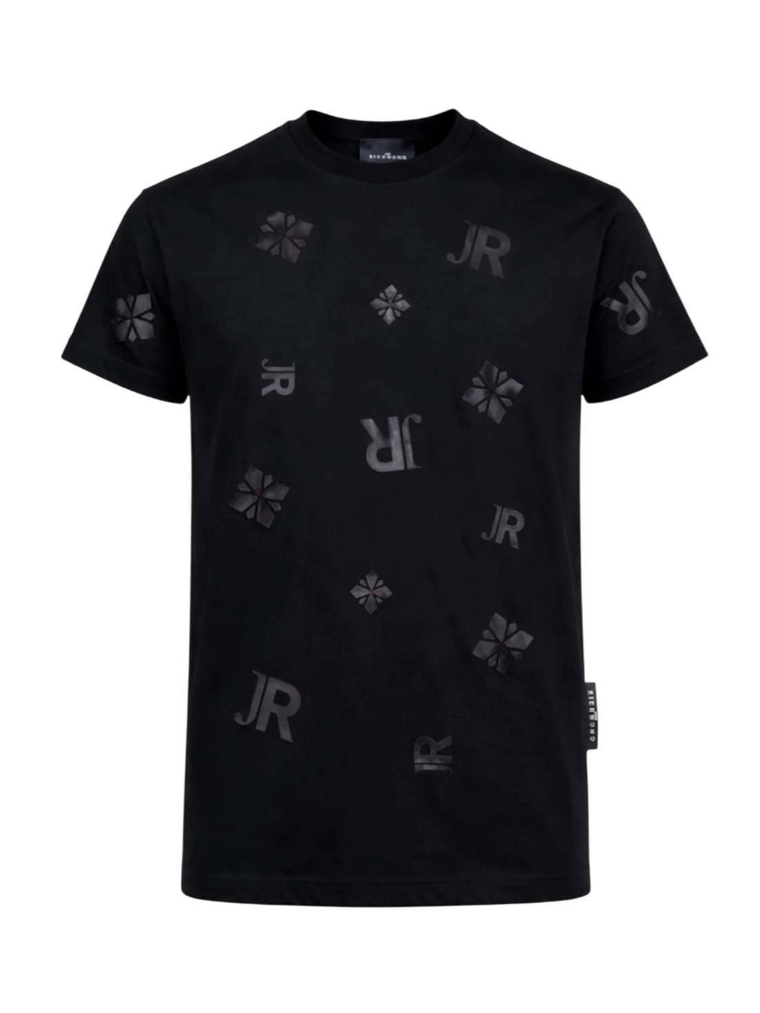 John Richmond T-shirt bambino con stampe logate nero