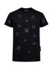John Richmond T-shirt bambino con stampe logate nero