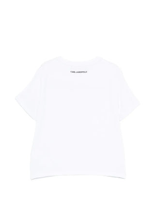 Karl Lagerfeld T-shirt bambina con paillettes bianco