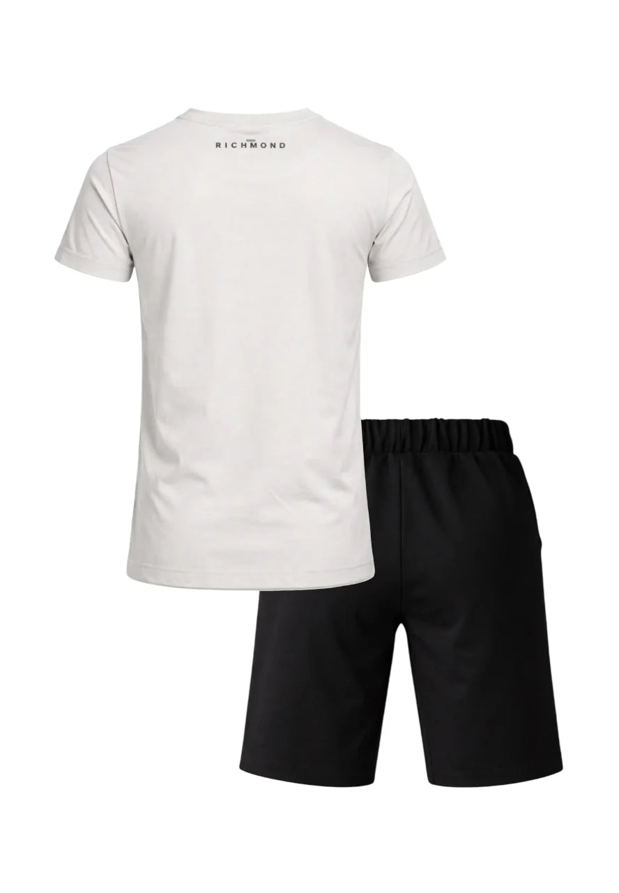 John Richmond completo bambino T-shirt e bermuda con logo grigio nero