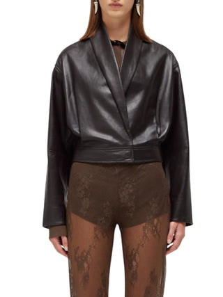 Blugirl giubbino donna in pelle marrone cioccolato