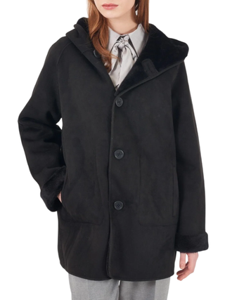 Yes Zee cappotto reversibile in ecopelliccia nero O026-KV00 0801 YES-ZEE 