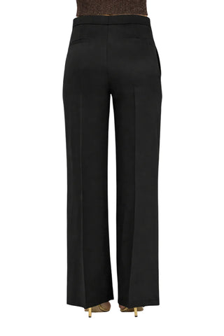 Vicolo pantaloni palazzo donna misto lino nero