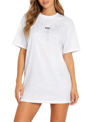 Disclaimer T-shirt donna manica corta con logo glitter bianco