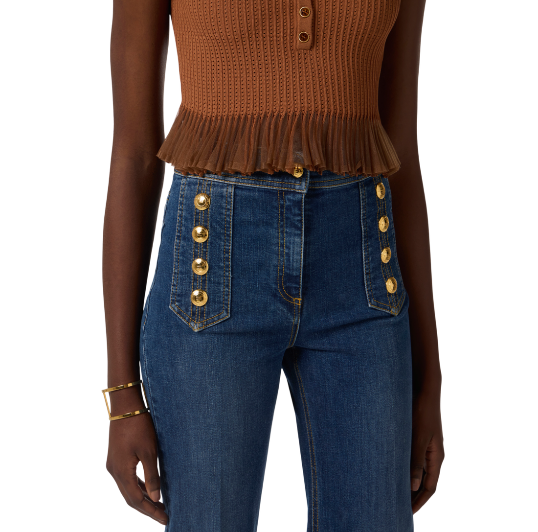 Elisabetta Franchi jeans flare con bottoni lavaggio blu