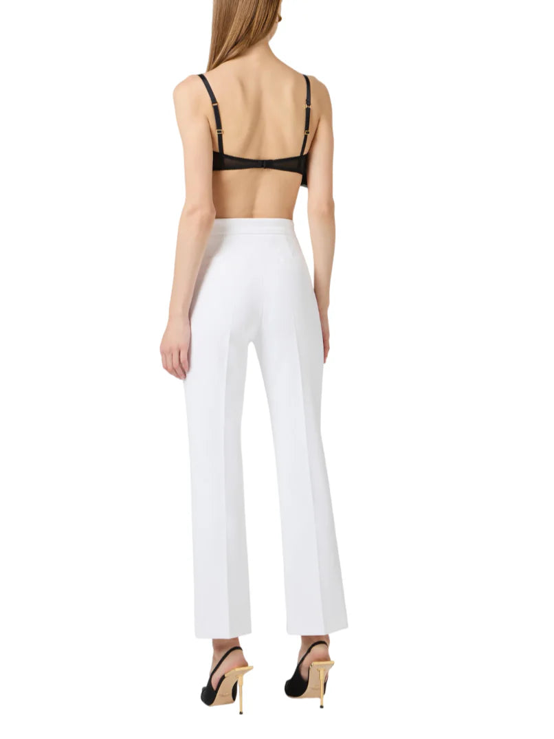 Elisabetta Franchi pantaloni flare in tessuto crepe bianco