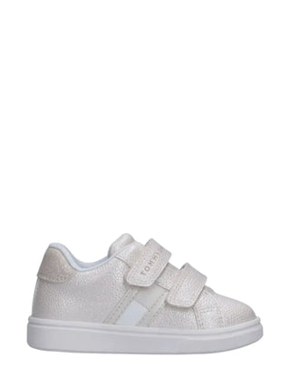 Tommy Hilfiger sneakers bambina in ecopelle con strappi panna