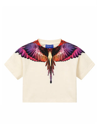 County of Milan T-shirt bambina crop stampa iconica panna
