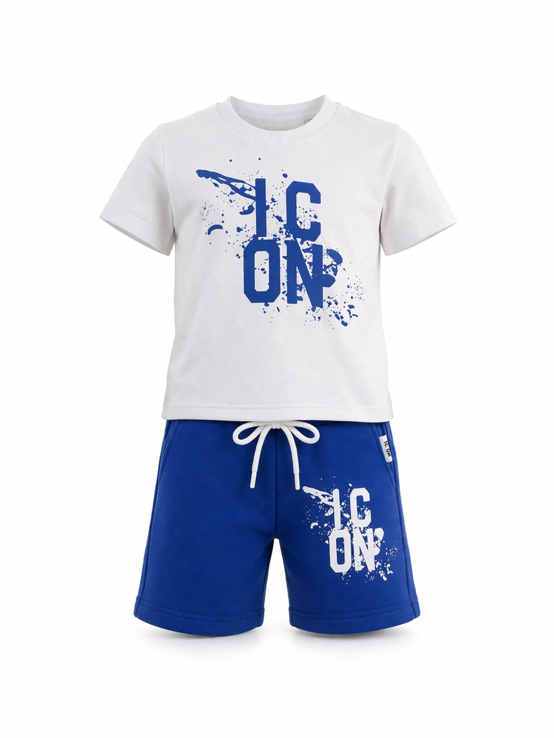 Icon completo estivo bambino T-shirt e shorts bianco blu